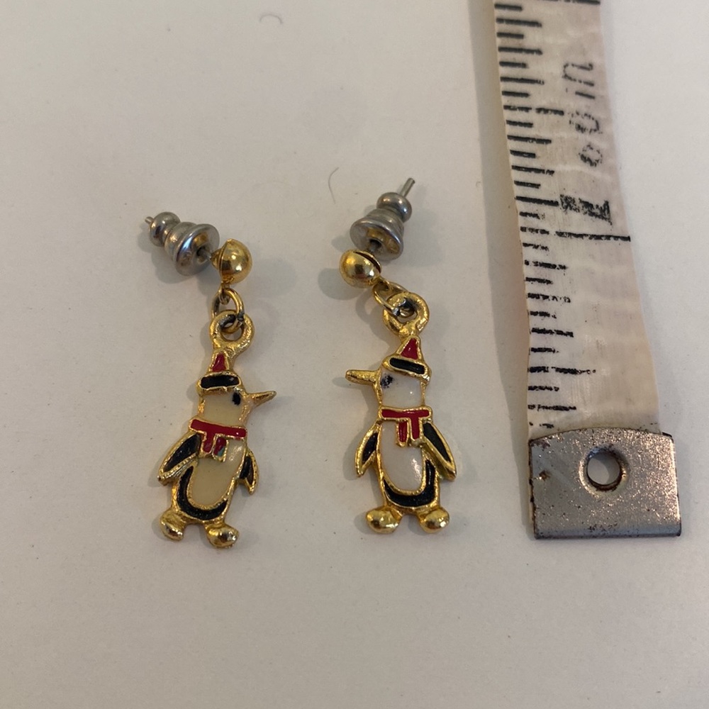 ❄️ Vintage Penguin Dangle Earrings 1980’s - Picture 2 of 3